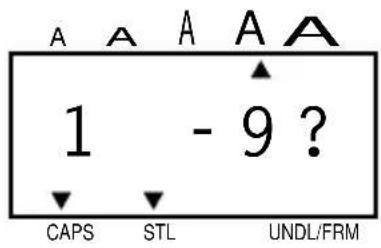 A A A A A 1 - 9 ? CAPS STL UNDL/FRM