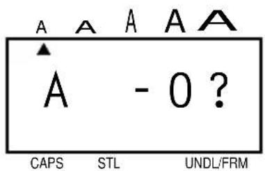 A A A A A ▲ A - 0 ? CAPS STL UNDL/FRM