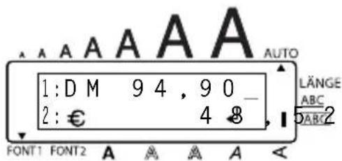 1: DM 94,90_ 2: € 4 8 LÄNGE ABC DABC2 FONT1 FONT2 A A A A A <