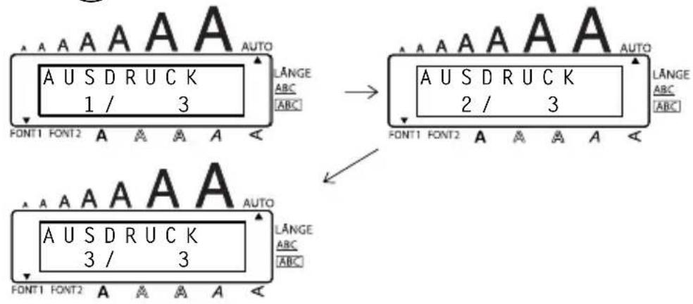 A US DRUCK 1 / 3 LÄNGE ABC [ABC] FONT1 FONT2 A A A A A → A US DRUCK 2 / 3 LÄNGE ABC [ABC] FONT1 FONT2 A A A A A ↓ A US DRUCK 3 / 3 LÄNGE ABC [ABC]