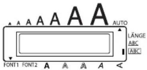 A A A A A AUTO LÄNGE ABC [ABC] FONT1 FONT2 A A A A A <