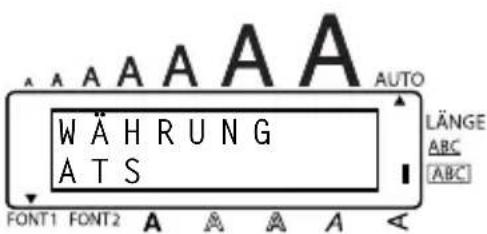 WÄHRUNG ATS LÄNGE ABC [ABC] FONT1 FONT2 A A A A A