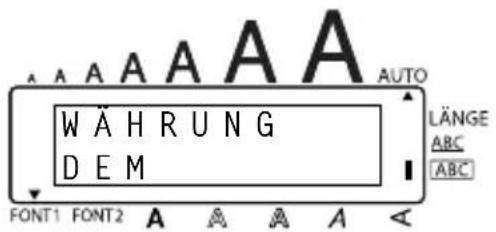 WÄHRUNG DEM LÄNGE ABC ABC FONT1 FONT2 A A A A A <