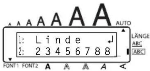 1: L i n d e 2: 2 3 4 5 6 7 8 8 FONT1 FONT2 A A A A A AUTO LÄNGE ABC [ABC]