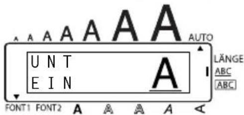 A A A A A A U N T E I N A LÄNGE ABC ABC FONT1 FONT2 A A A A A