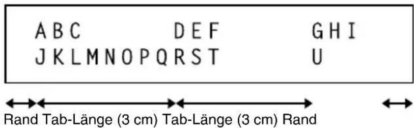 ABC DEF GHI JKLMNOPQRST U Rand Tab-Länge (3 cm) Tab-Länge (3 cm) Rand