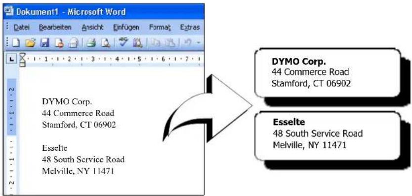 DYMO LabelWriter 330 - Mehrzeiliger Text aus einer Textverarbeitung - 1