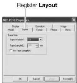 Register Layout MIP-PC 10 Properties Display Mode Layout Transition Form Preview Image Menu Type Size Type Length(L): 100 mm Type Length(L): 5 mm Type Type Length(S): OK Cancel Finish(R)