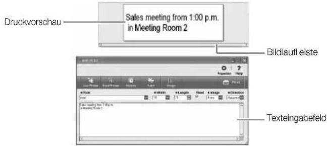 Druckvorschau Sales meeting from 1:00 p.m. in Meeting Room 2 Bildlaufleiste Texteingabefeld