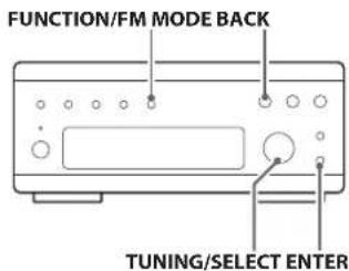 FUNCTION/FM MODE BACK TUNING/SELECT ENTER
