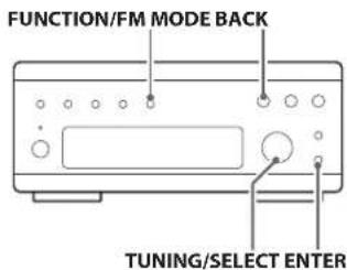 FUNCTION/FM MODE BACK TUNING/SELECT ENTER