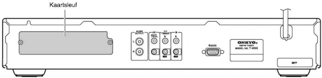 Kaartsleuf AUDIO OUTPUT L R Q1 MODEL 13V TRIAGOS N R RS232 ONKYO® AMPER TUNER MODEL NO. T-5555 MPP