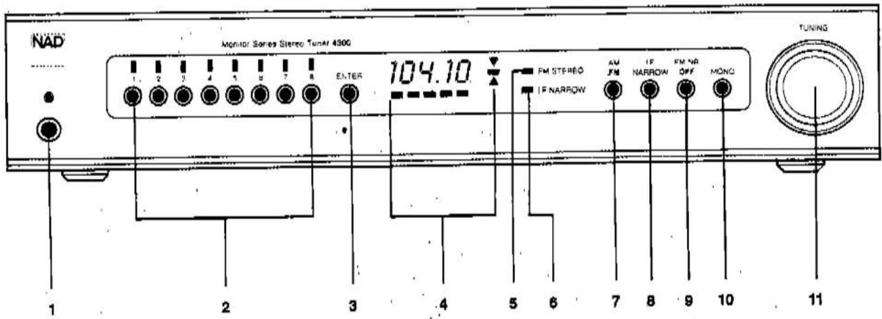 NAD Monitor Series Stereo Tuner 430G 104.10 TUNING FM STEREO AM IF FM NR IF NARROW OFF MONC 1 2 3 4 5 6 7 8 9 10 11