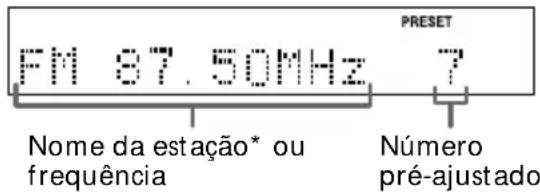 FM 87.50MHz PRESET Nome da estação* ou frequência Número pré-ajustado