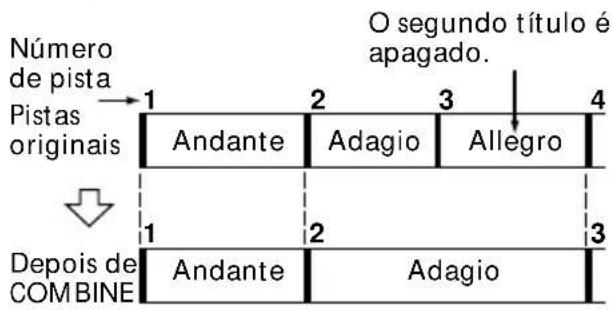 Número de pista Pistas originais 1 2 3 4 O segundo título é apagado. Andante Adagio Allegro Depois de COMBINE 1 2 3 Andante Adagio
