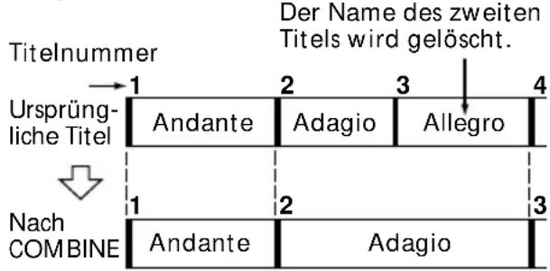 Titelnummer Ursprüngliche Titel Nach COMBINE Der Name des zweiten Titels wird gelöscht. Andante Adagio Allegro Andante Adagio