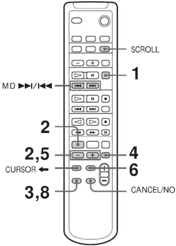 MD ▶▶▶I/◀ 2,5 CURSOR ← 3,8 SCROLL 1 2 4 6 CANCEL/NO