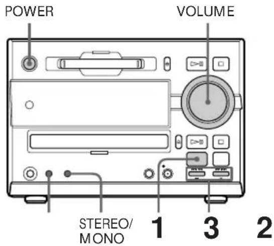 POWER VOLUME STEREO/ MONO 1 3 2