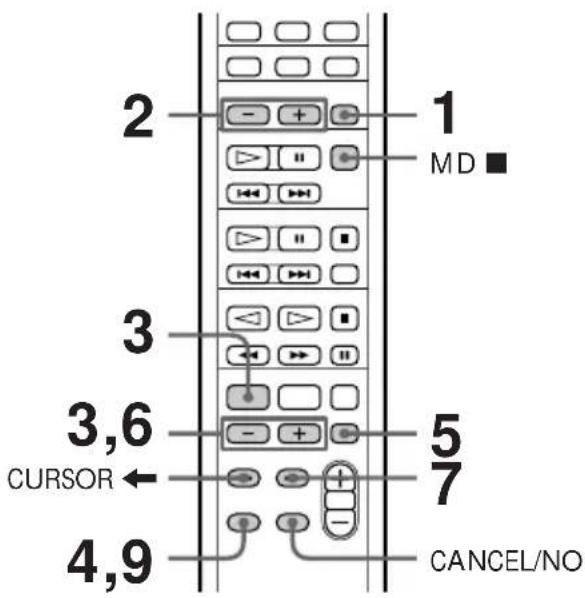 2 1 MD ■ 3 5 3,6 7 CURSOR ← 4,9 CANCEL/NO