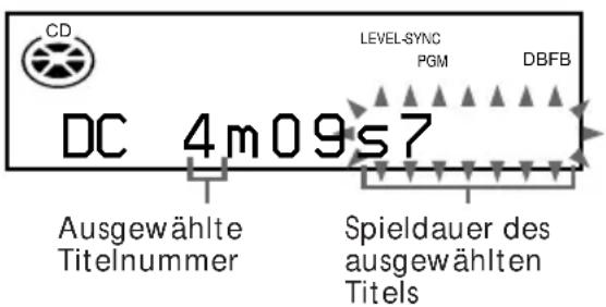 CD LEVEL-SYNC PGM DBFB DC 4m09s7 Ausgewählte Titelnummer Spieldauer des ausgewählten Titels
