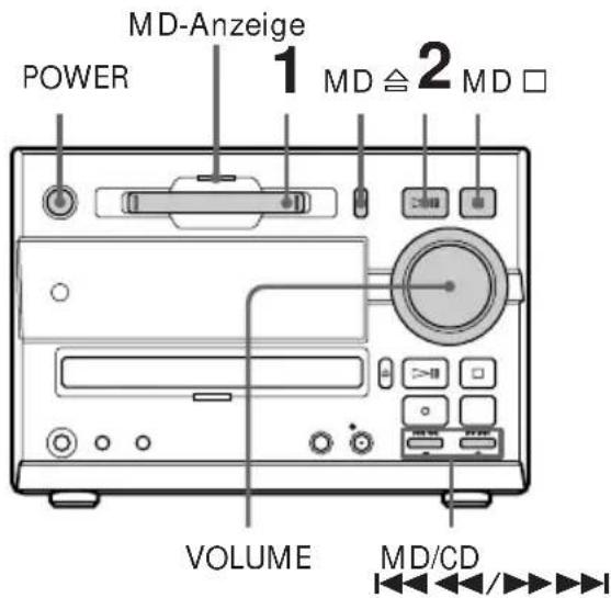 MD-Anzeige POWER 1 MD 2 MD □ VOLUME MD/CD