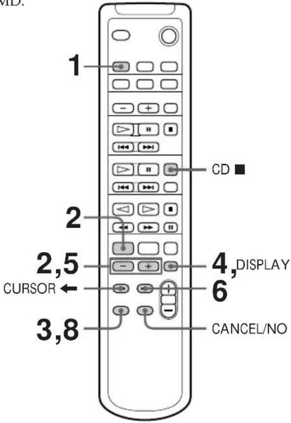 MD. 1 CD ■ 2 2,5 4, DISPLAY CURSOR ← 6 3,8 CANCEL/NO