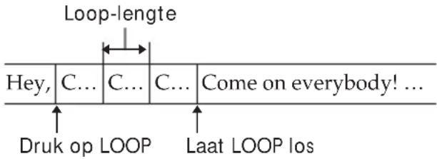 Loop-lengte Hey, C... C... C... Come on everybody! ... Druk op LOOP Laat LOOP los