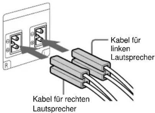Kabel für rechten Lautsprecher Kabel für linken Lautsprecher