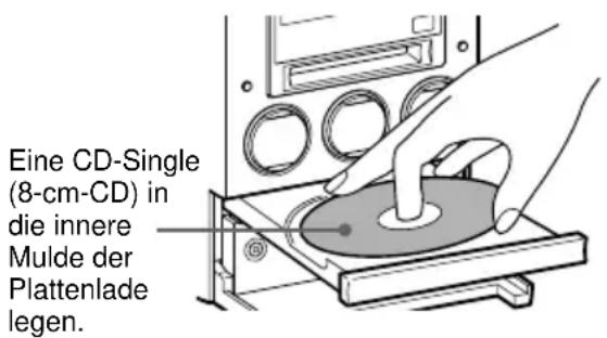 Eine CD-Single (8-cm-CD) in die innere Mulde der Plattenlade legen.