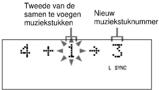 Tweede van de samen te voegen muziekstukken Nieuw muziekstuknummer 4 + 1 + 3 L SYNC