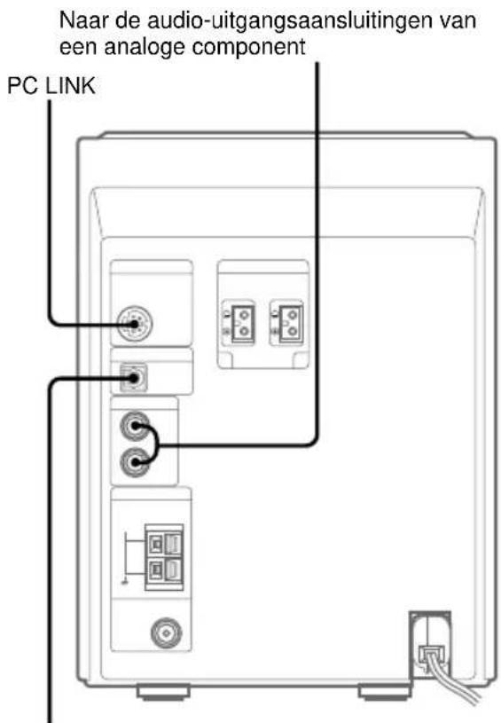 Naar de audio-uitgangsaansluitingen van een analoge component PC LINK