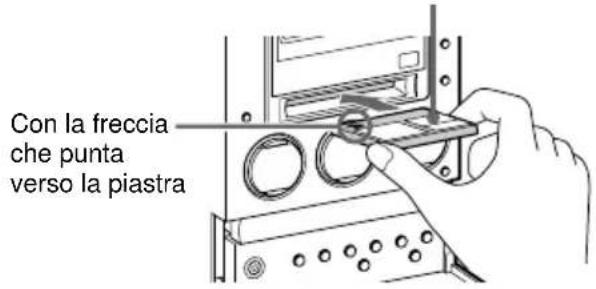 Con la freccia che punta verso la piastra