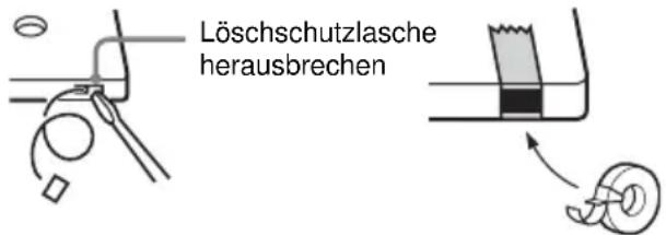 Löschschutzlasche herausbrechen
