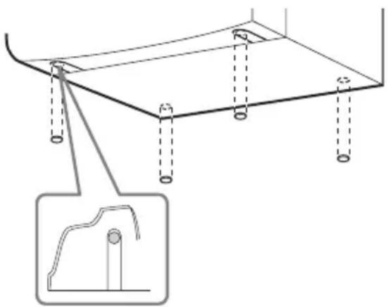 SONY MHC-RG444 - De kussentjes onder de voorste luidsprekers bevestigen - 1