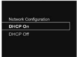 Network Configuration DHCP On DHCP Off