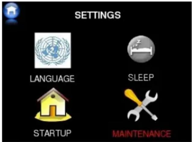 SETTINGS LANGUAGE SLEEP STARTUP MAINTENANCE