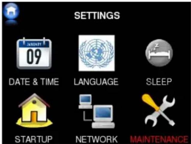 SETTINGS JANUARY 09 DATE & TIME LANGUAGE SLEEP STARTUP NETWORK MAINTENANCE