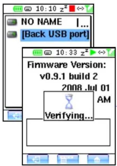 NO NAME | ... [Back USB port] Firmware Version: v0.9.1 build 2 2008 .lul 01 AM Verifying...