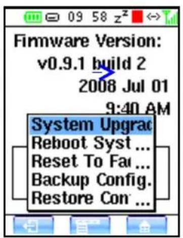 Firmware Version: v0.9.1 build 2 2008 Jul 01 9:40 AM System Upgrad Reboot Syst ... Reset To Fa ... Backup Config. Restore Con ...
