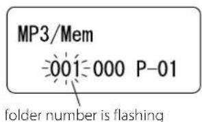 MP3/Mem -001-000 P-01 folder number is flashing