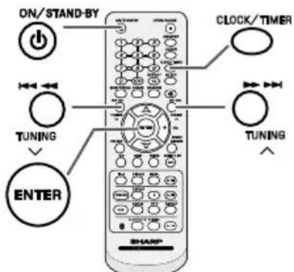 ON/STAND-BY TUNING ENTER CLOCK/TIMER TUNING SHARP