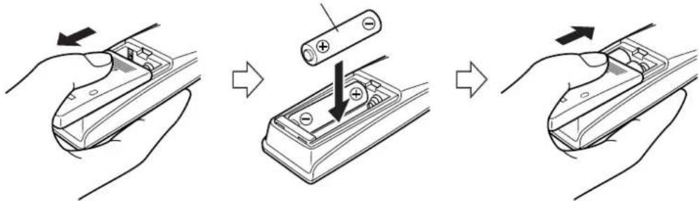 JVC CA-MXKB4 - Einlegen von Batterien/Akkus in die Fernbedienung - 1