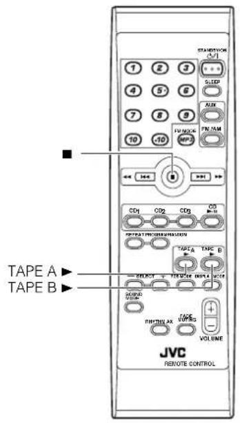 STANDARD 1 2 3 4 5 6 7 8 9 10 -10 MP3 FLU NOSK SLEEP ALUX FN TAM ← >> CD1 CD2 CD3 CD4 RETURN ON CHANGES TAPCA TAPC D SELECT REFLECTOR ODBC VOLUME TAPE A TAPE B RIFLOWER AX VAMS VOLUME JVC REMOTE CONTROL