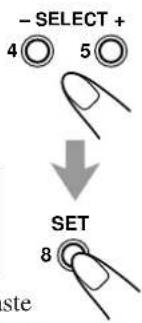 - SELECT + 4 ○ 5 ○ ↓ SET 8 ○ ste