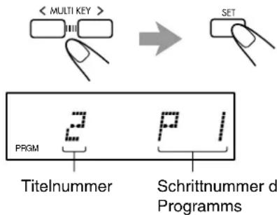 < MULTI KEY > SET PRGM 2 P1 Titelnummer Schrittnummer d Programms