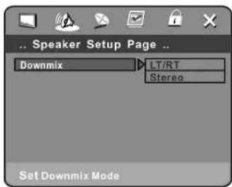 Speaker Setup Page Downmix LT/RT Stereo Set Downmix Mode