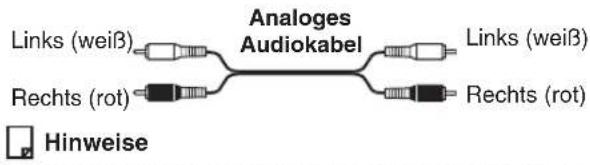 Analoges Audiokabel Links (weiβ) Rechts (rot) Links (weiβ) Rechts (rot) Hinweise