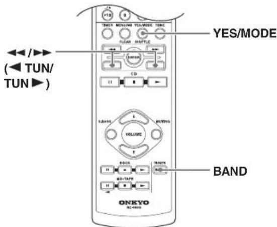THERM MENSING YES/WEEK TONE FLEER SHETTLE (← TUN/ TUN ▶) YES/MODE CD S.BANS VOLUME BAND ONKYO NC-4000