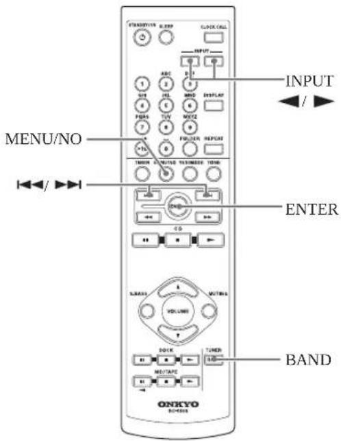 STANDARD SLEEP CLOCK CALL INPUT INPUT MENU/NO ENTER BAND ONIKYO S/C/ANNA