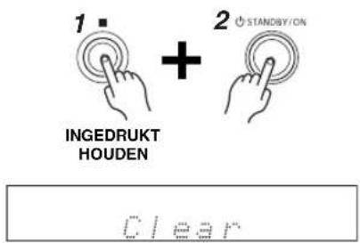 1 + 2 STANDBY/ON INGEDRUKT HOUDEN Clear